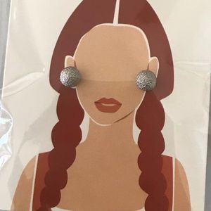 Stud Earrings Silver Textured on a Beautiful Diversity Woman Card